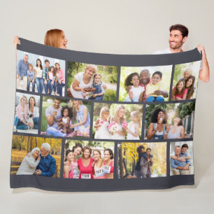 Aangepaste metselwerk-rastercollage - Grijs 12 fot Fleece Deken