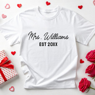 Aangepaste mevrouw achternaam bruid wifey bruidsju t-shirt