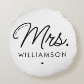 Aangepaste mevrouw Est. Moderne elegante script pa Rond Kussen (Achterkant)
