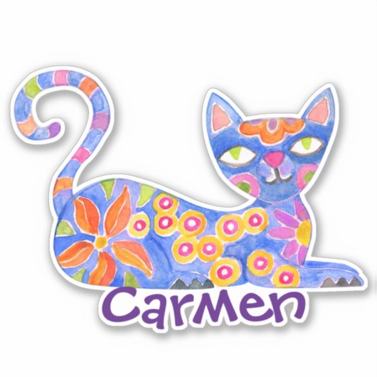 Aangepaste Mexicaanse Alebrije Vinyl sticker - Cat (Voorkant)