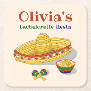 Aangepaste Mexicaanse Fiesta Bachelorette-feest  Vierkante Kartonnen Onderzetter