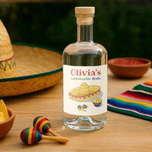 Aangepaste Mexicaanse Fiesta Bachelorette Party Te Likeurfles Etiket