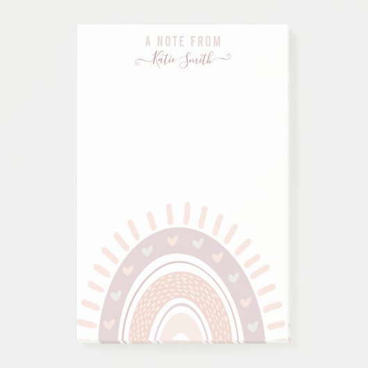 Aangepaste microfoon-roze boho-regenboogkalligrafi post-it® notes (Voorkant)