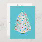 Aangepaste Mid Century Boom Platte Kerstkaart (Voorkant / Achterkant)