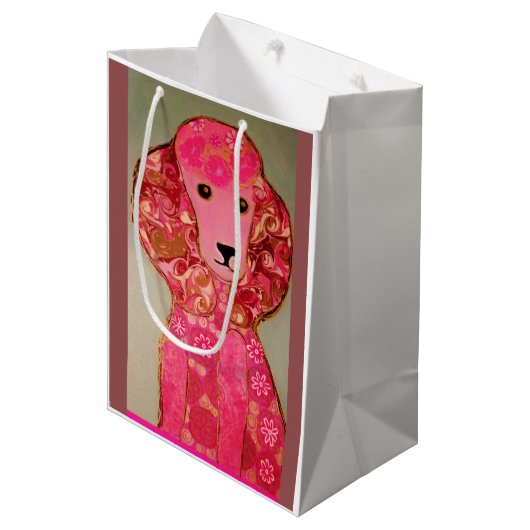 Aangepaste middelgrote tas met wieltjes met roze p medium cadeauzakje (Voorkant Gekanteld)
