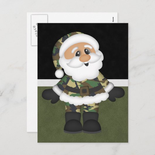 Aangepaste Militaire Soldaat Kerstman Feestdagenkaart (Voorkant / Achterkant)