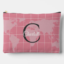 Aangepaste Millennial Roze Wereldkaart Monogram Na