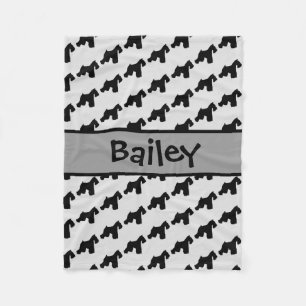 Aangepaste Miniatuur Schnauzer Dog Silhouet Fleece Deken