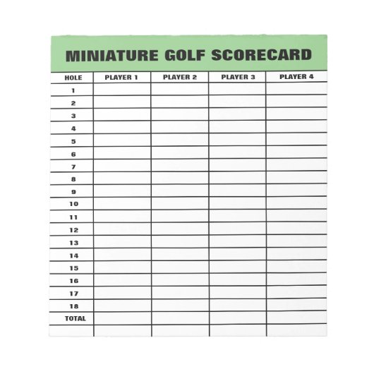 Aangepaste miniatuur sjabloon golfscorecard notitieblok (Voorkant)