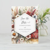 Aangepaste Minimal Barnyard Wedding Save The Date (Staand voorkant)