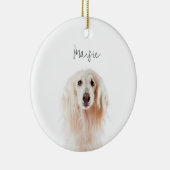 Aangepaste Minimale Hond Fotonaam Keepsake Kerstmi Keramisch Ornament (Rechts)