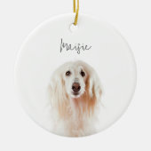 Aangepaste Minimale Hond Fotonaam Keepsake Kerstmi Keramisch Ornament (Voorkant)