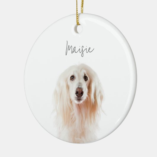 Aangepaste Minimale Hond Fotonaam Keepsake Kerstmi Keramisch Ornament (Links)