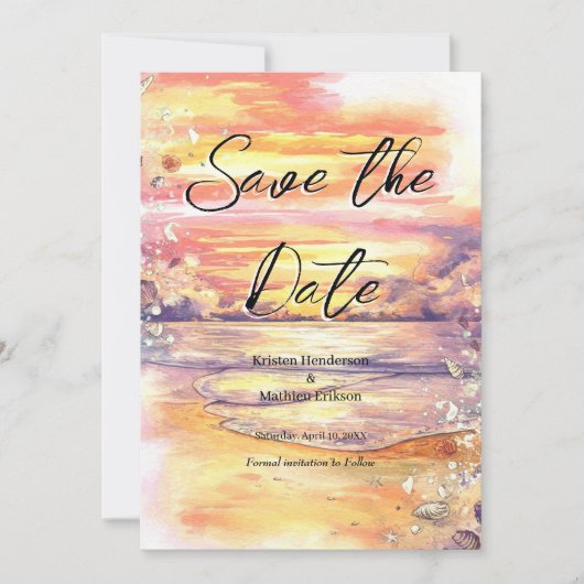 Aangepaste minimale strand bruiloft save the date (Voorkant)