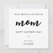 Aangepaste minimalistisch en modern mam Moederdag Kaart (Voorkant)