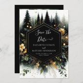 Aangepaste minimalistische betoverde bos bruiloft save the date (Voorkant / Achterkant)