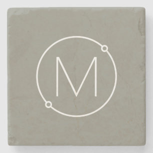 Aangepaste minimalistische cirkel modern monogram stenen onderzetter