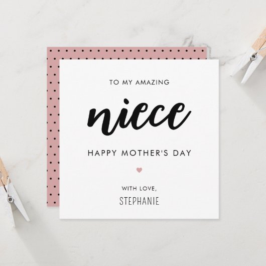 Aangepaste minimalistische en moderne nicht Moeder Kaart (Voorkant / Achterkant in situ)