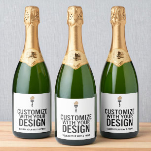 Aangepaste Minimalistische Gepersonaliseerde Bedri Sparkling Wijnetiket