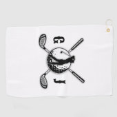 Aangepaste minimalistische golf monogram ontwerp golfhanddoek (Horizontaal)