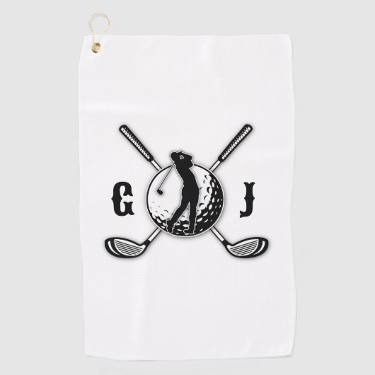 Aangepaste minimalistische golf monogram ontwerp golfhanddoek (Voorkant)