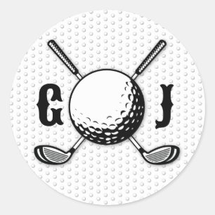 Aangepaste minimalistische golf monogram ontwerp ronde sticker