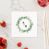 Aangepaste minimalistische groen monogram bruiloft servet (Insitu)