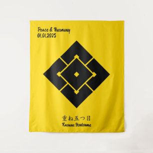 Aangepaste minimalistische Japanse familie Crest Wandkleed