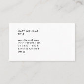 Aangepaste minimalistische moderne naamnaam visitekaartje (Achterkant)