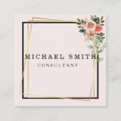 Aangepaste minimalistische moderne QR-code Logo Vierkante Visitekaartje (Voorkant)