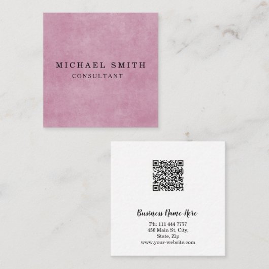 Aangepaste minimalistische moderne QR-code Logo Vierkante Visitekaartje (Voorkant / Achterkant)
