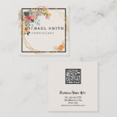 Aangepaste minimalistische moderne QR-code Logo Vierkante Visitekaartje (Voorkant / Achterkant)