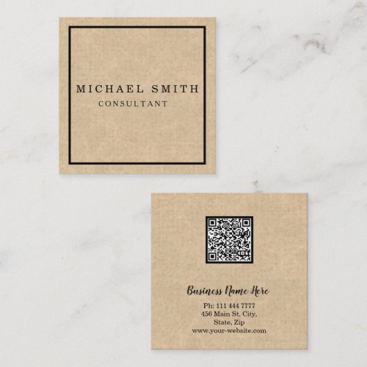 Aangepaste minimalistische moderne QR-code Logo Vierkante Visitekaartje (Voorkant / Achterkant)