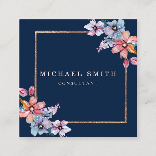 Aangepaste minimalistische moderne QR-code Logo Vierkante Visitekaartje (Voorkant)