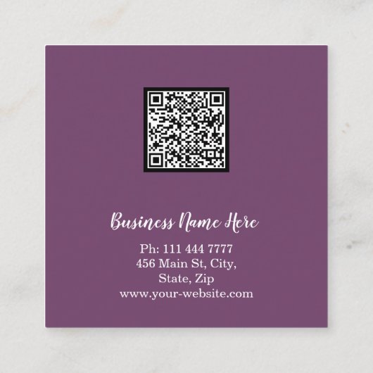 Aangepaste minimalistische moderne QR-code Logo Vierkante Visitekaartje (Achterkant)