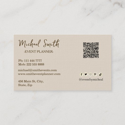 Aangepaste minimalistische moderne QR-code Logo Visitekaartje (Achterkant)