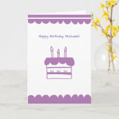 Aangepaste minimalistische Paars van de Cake Birth Kaart (Gele Bloem)