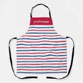 Aangepaste minimalistische roze en blauwe strepen schort (Voorkant)