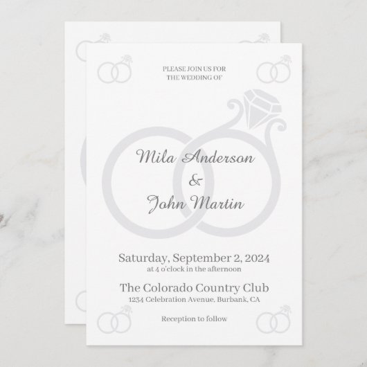 Aangepaste minimalistische uitnodiging tot weduwen (Voorkant / Achterkant)