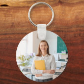 Aangepaste minimalistische Waterverf perzik Sleute Sleutelhanger (Achterkant)