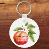 Aangepaste minimalistische Waterverf perzik Sleute Sleutelhanger (Voorkant)