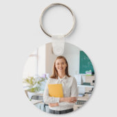 Aangepaste minimalistische Waterverf perzik Sleute Sleutelhanger (Achterkant)