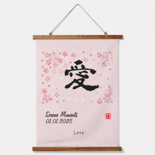 Aangepaste Minimalistische Zen Japanse Kanji Kalli Hangend Wandkleed