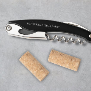 Aangepaste Minimalistische Zwarte & Witte Vrijgeze Kurkentrekker