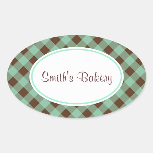 Aangepaste Mint Chocolate Gingham Stickers (Voorkant)