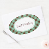 Aangepaste Mint Chocolate Gingham Stickers (Envelop)