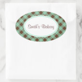 Aangepaste Mint Chocolate Gingham Stickers (Tas)