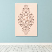 Aangepaste Mocha Rococo Lotus Siermandala Canvas Afdruk (Insitu (Houten vloer))