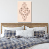 Aangepaste Mocha Rococo Lotus Siermandala Canvas Afdruk (Insitu (Slaapkamer))