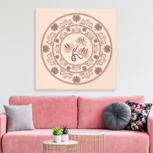 Aangepaste Mocha Rococo Revival Dot Mandala Canvas